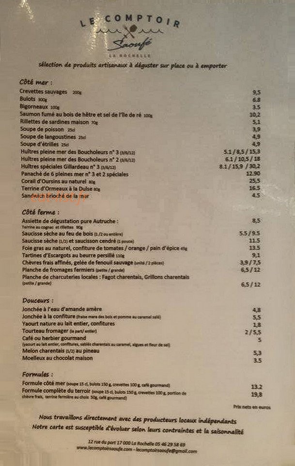 Le comptoir saoufé — carte page 2