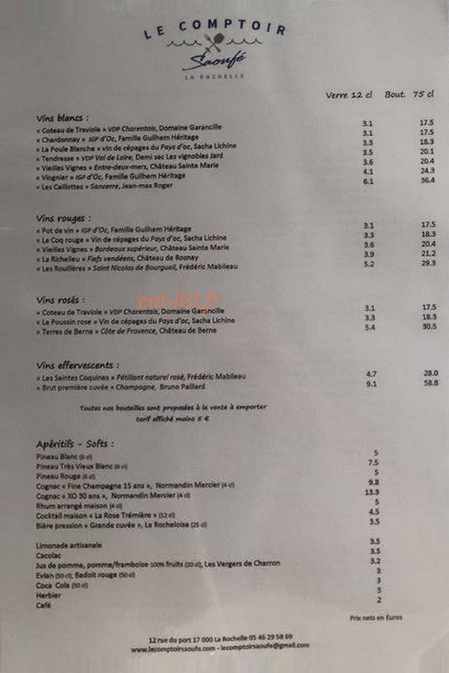 Le comptoir saoufé — carte page 3