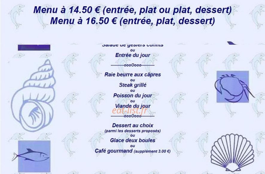 Carte et menu de le delphin à La Rochelle — Les menus