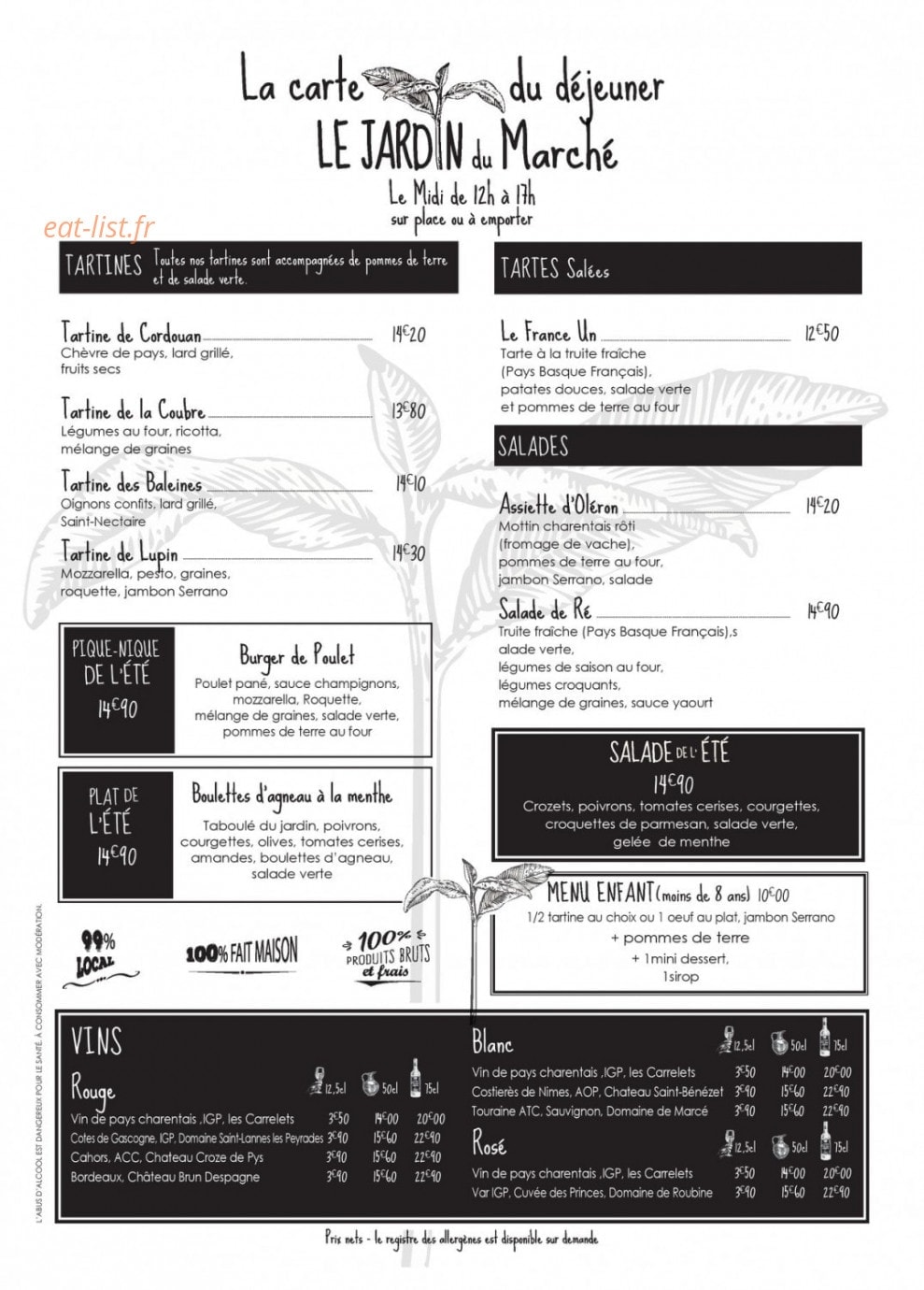 Le Jardin du Marché — carte page 1