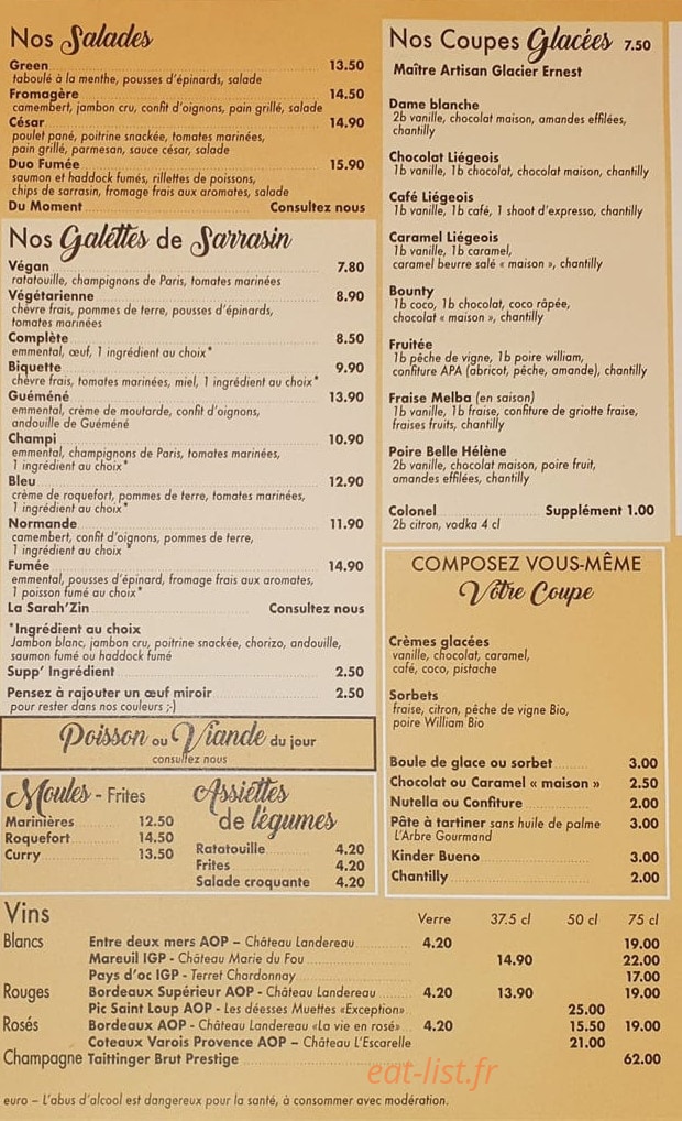 Le Sarah'Zin — carte page 1
