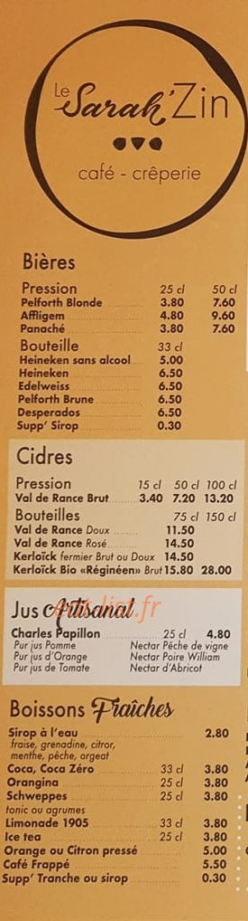 Le Sarah'Zin — carte page 4