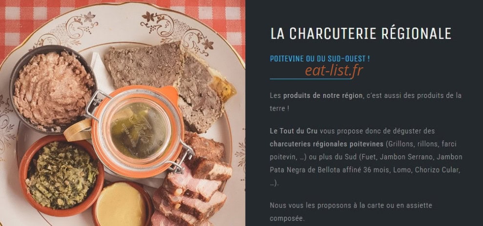 Carte et menu de Le Tout du Cru à La Rochelle — Charcuterie régionale