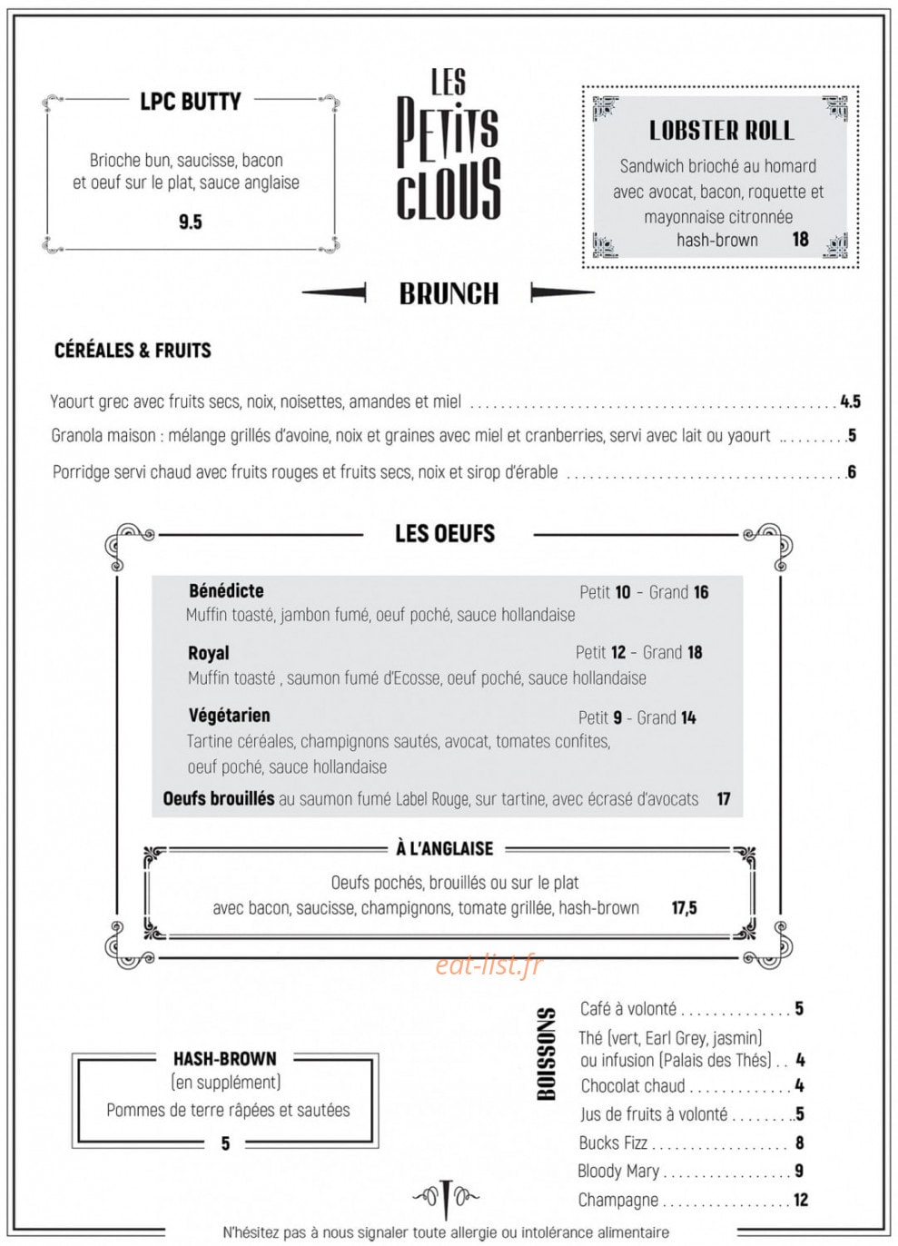 Les Petits Clous — carte page 4