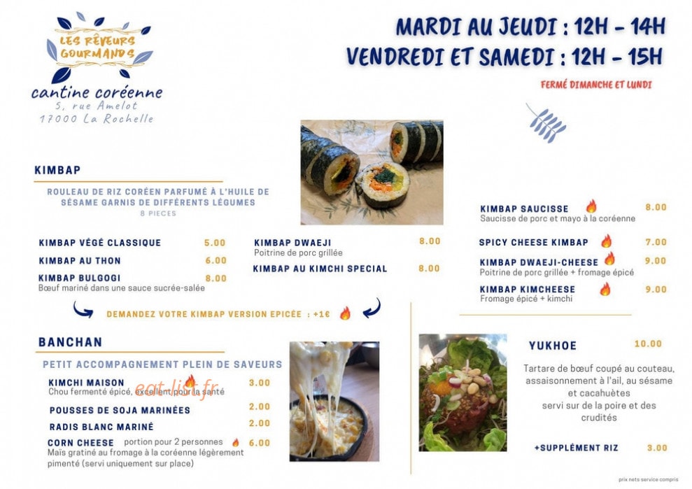 Les Rêveurs Gourmands — carte page 1