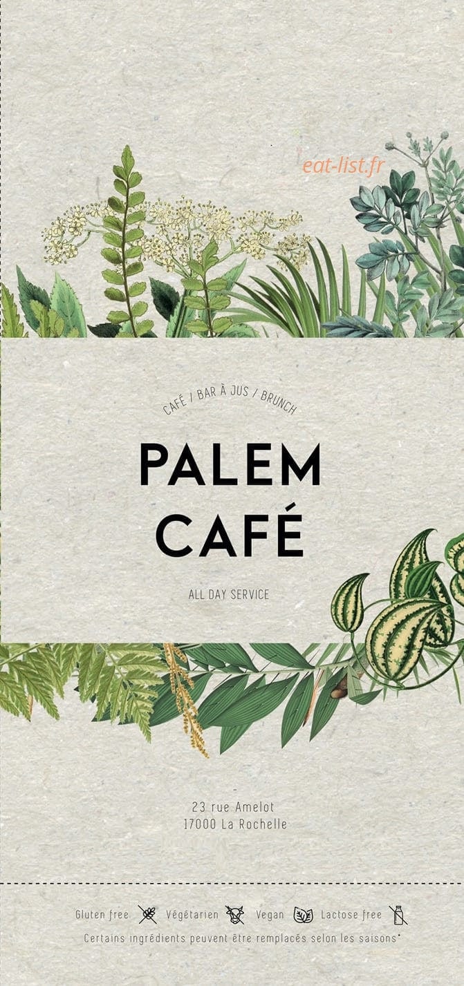 Palem Café — carte page 1
