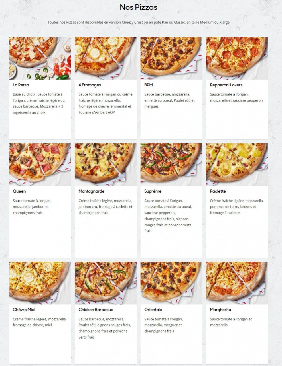 Pizza Hut — carte page 2