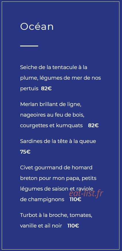Restaurant Christopher Coutanceau — carte page 2