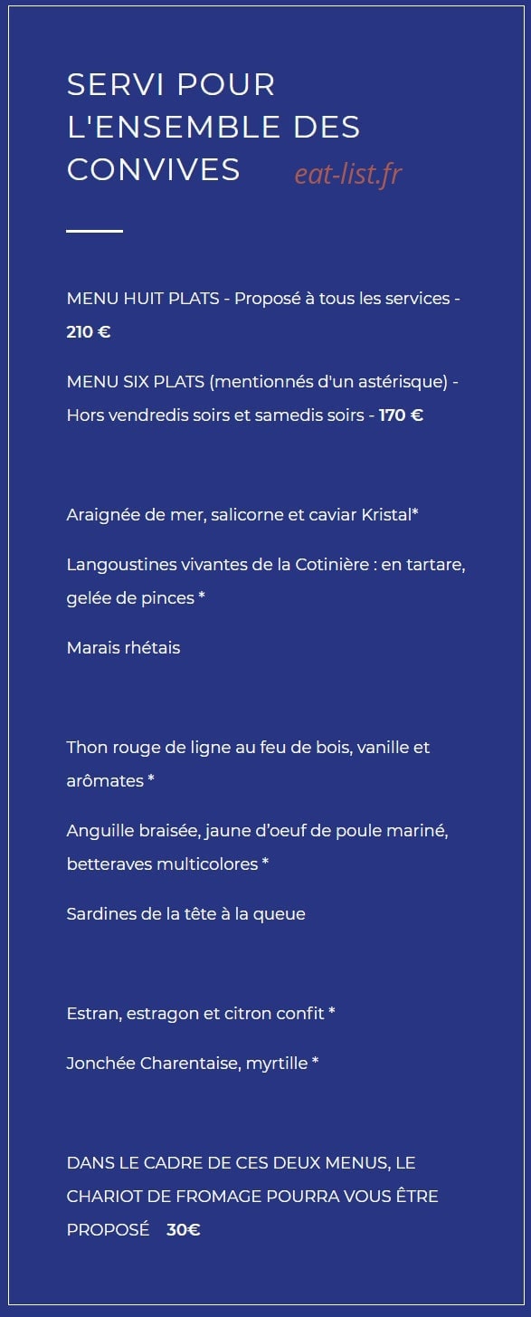 Restaurant Christopher Coutanceau — carte page 6