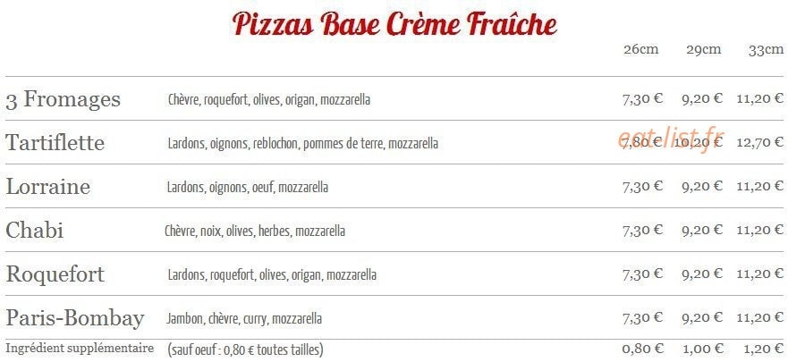 Saint Maurice Pizza — carte page 2