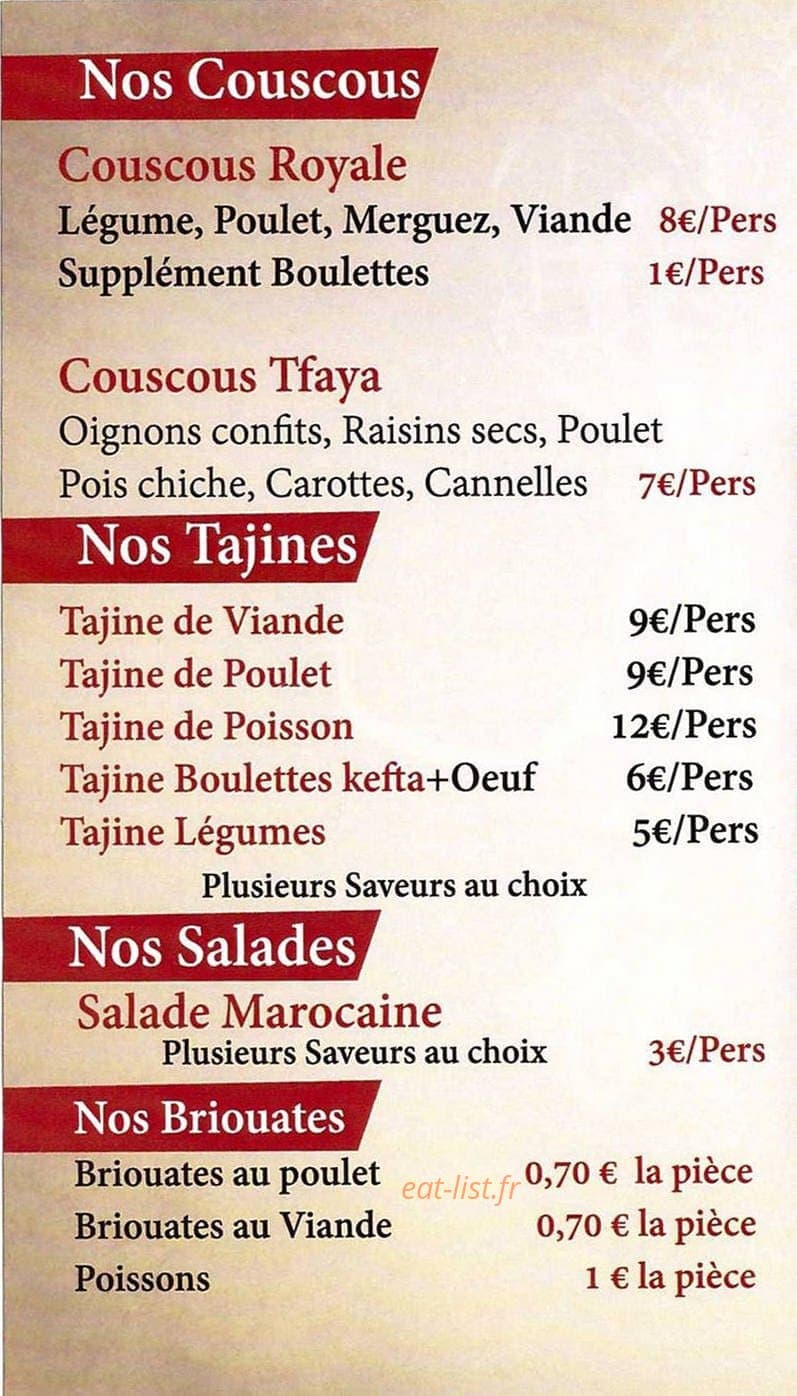Saveurs et Délices de Marrakech — carte page 2