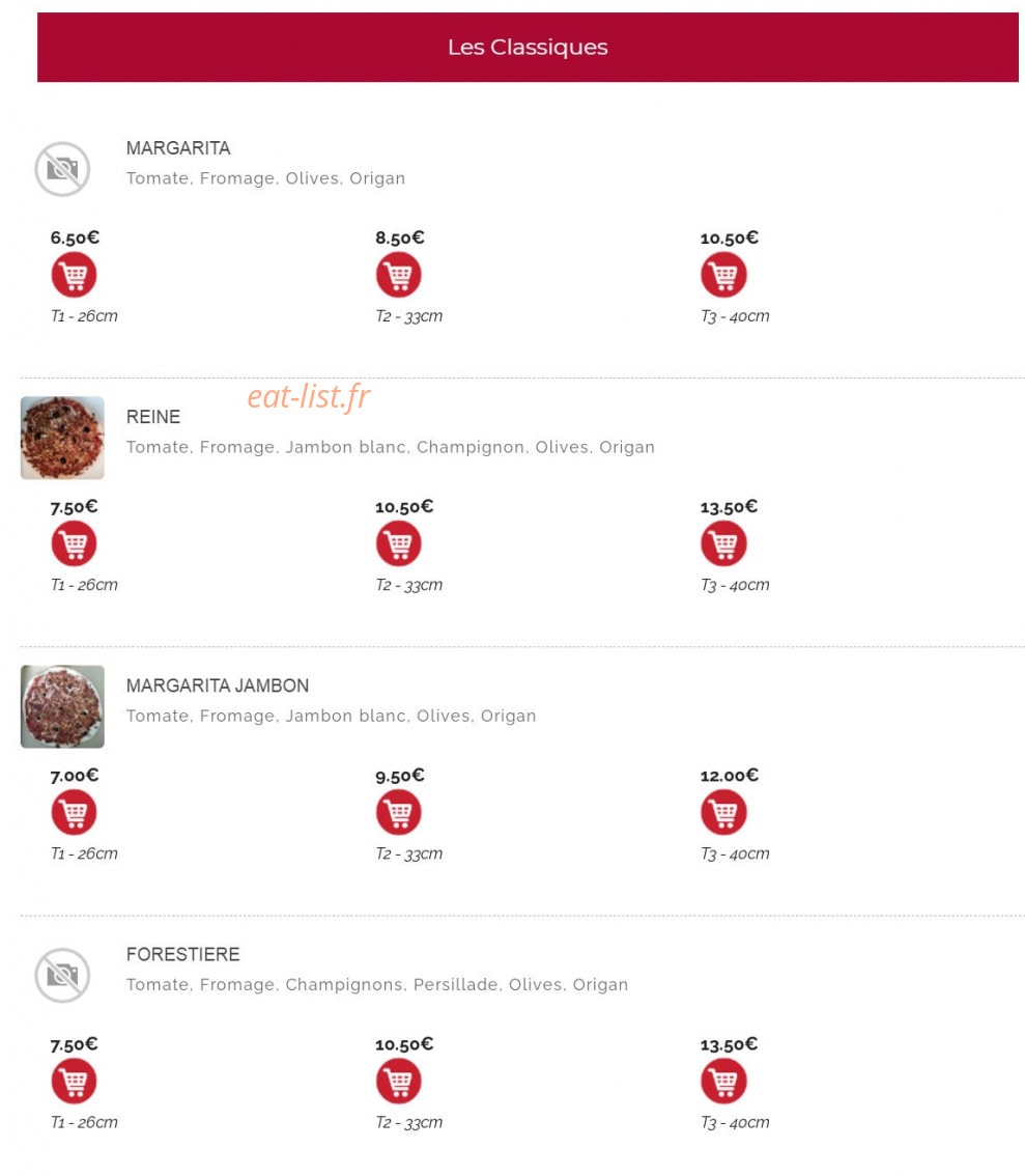 Seven Pizz — carte page 1