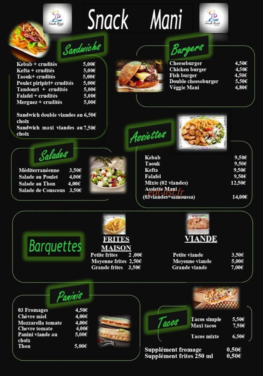 Snack Mani — carte page 2