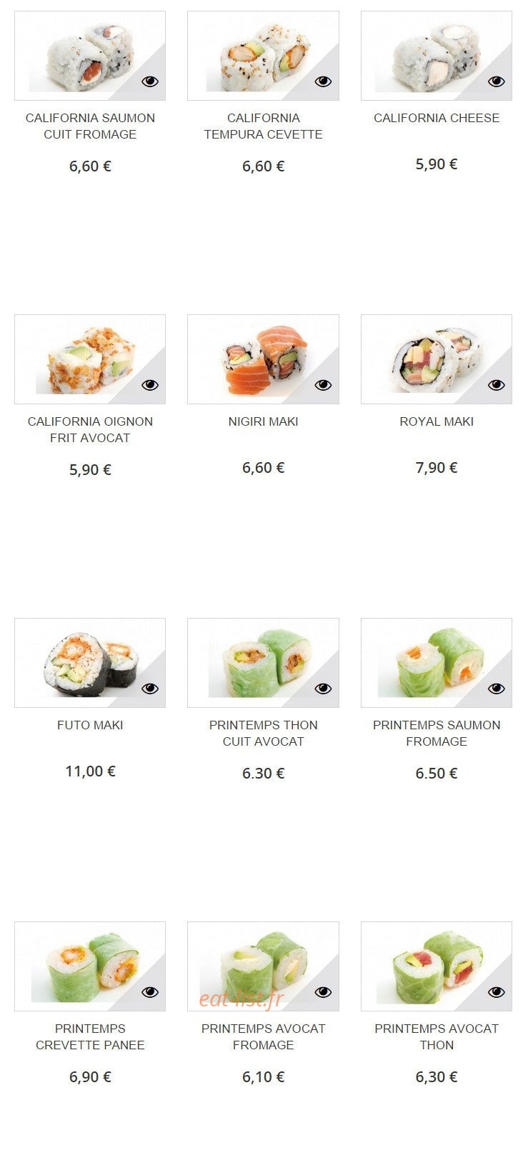 Sushi H — carte page 3