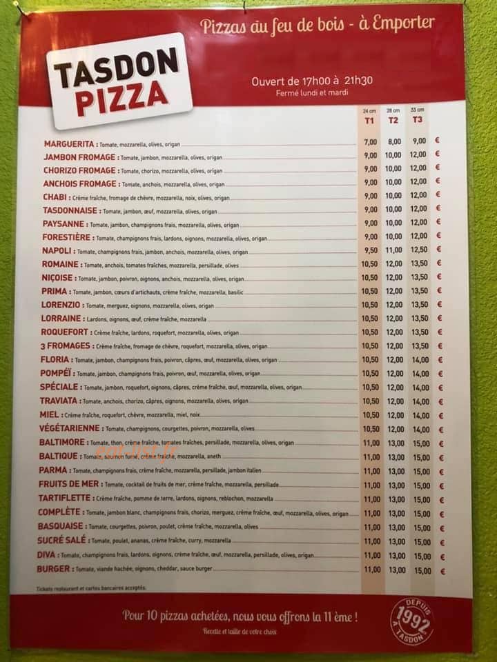 Tasdon Pizza — carte page 2
