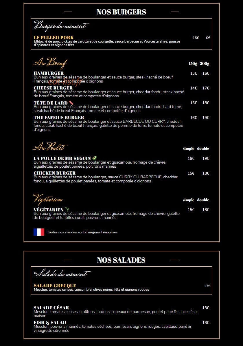 The Famous Pub — carte page 1