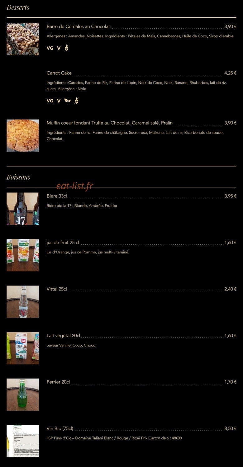 Atelier vég'eat — carte page 2