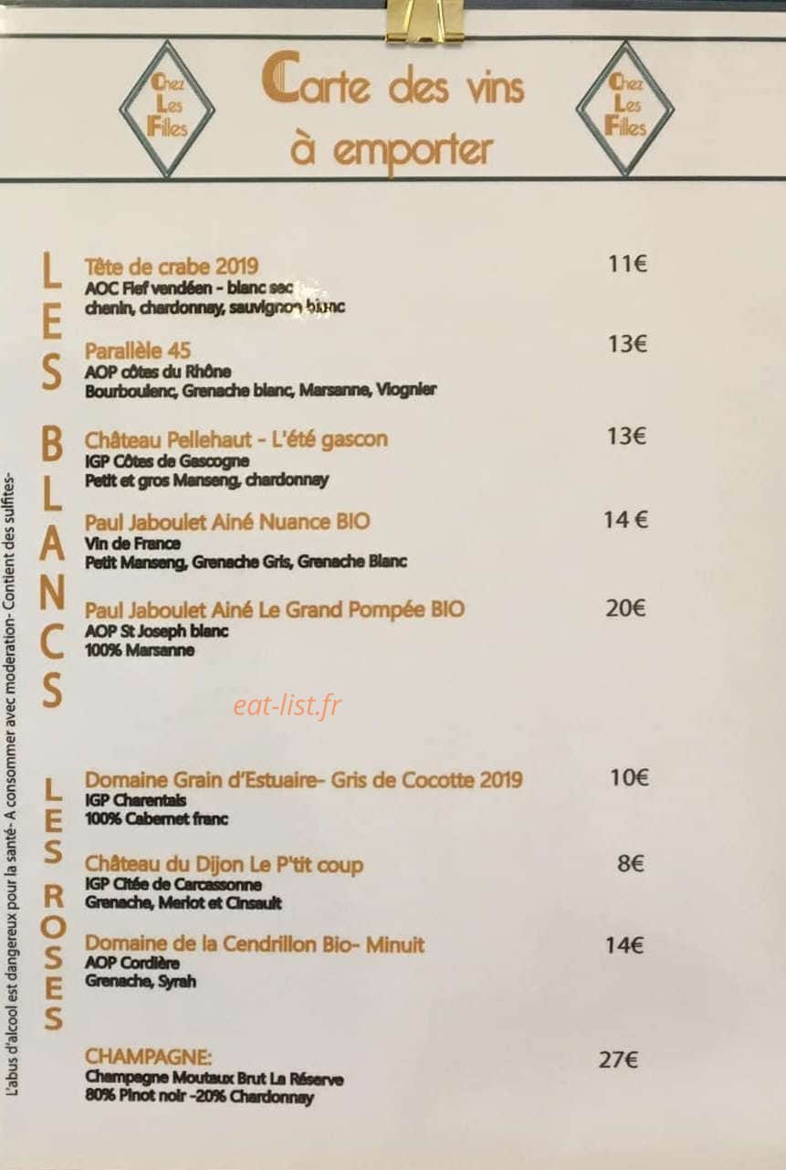 Chez Les Filles — carte page 4