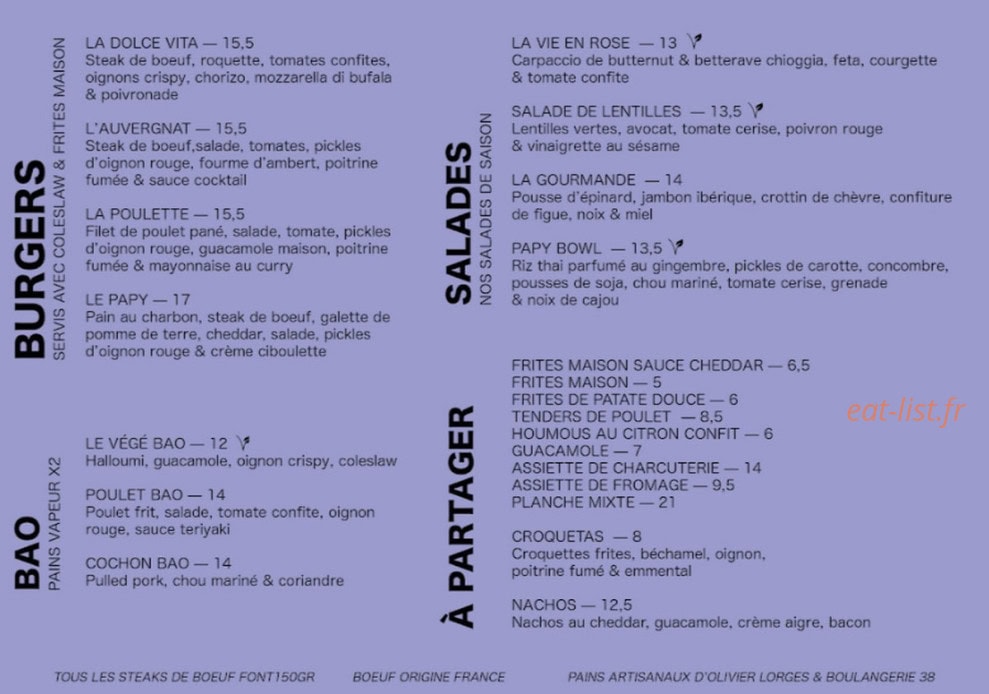 Chez Papy — carte page 1