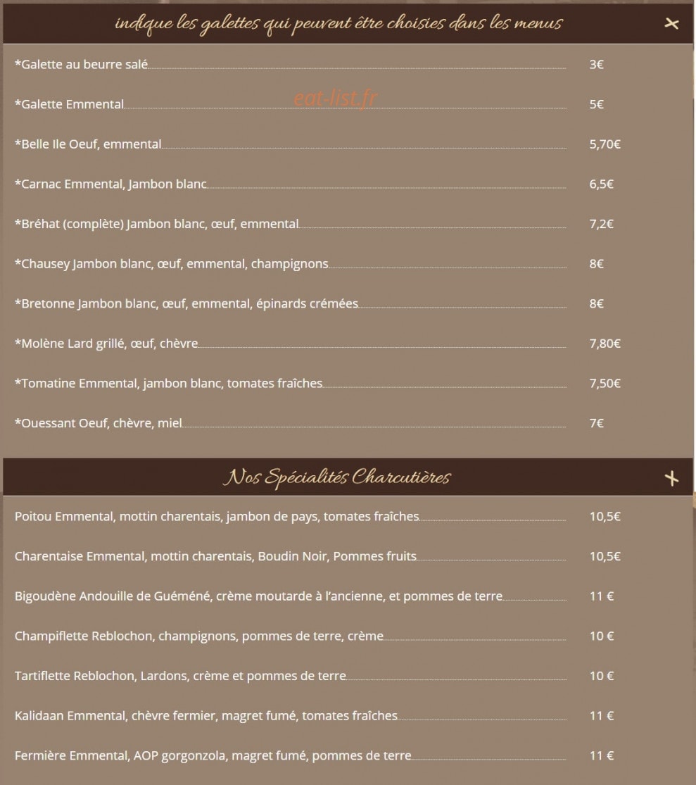 Crêperie victor hugo — carte page 1