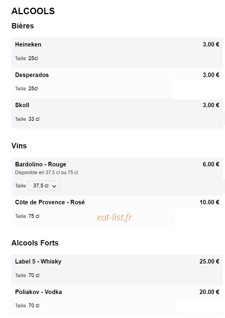 Fou food — carte page 13