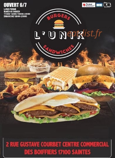 L'unik burger — carte page 1