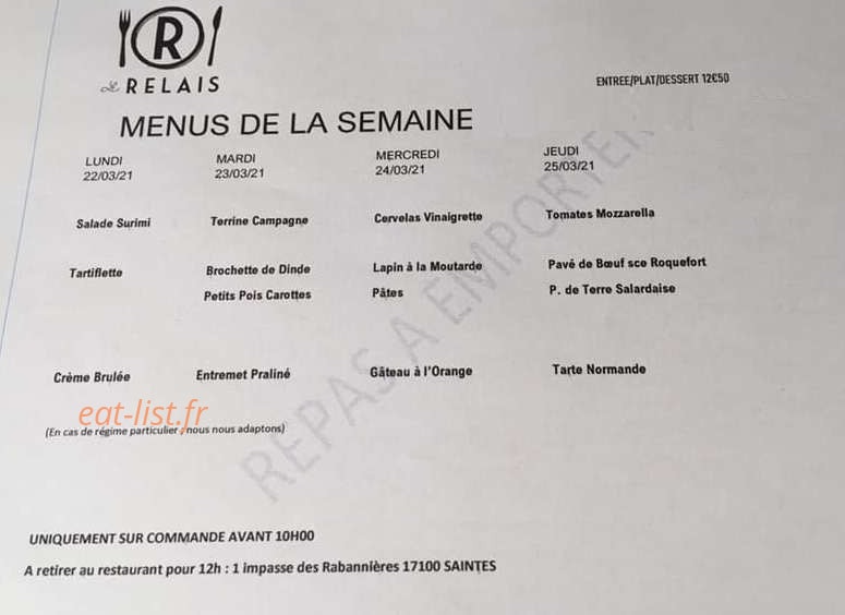 Le Relais — carte page 1