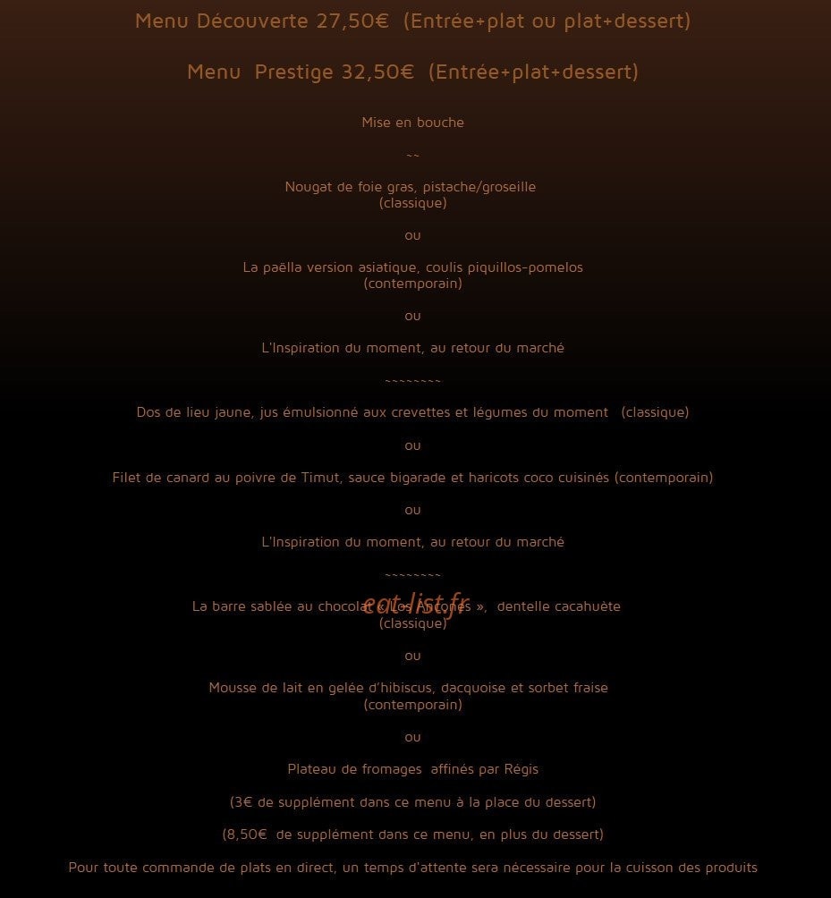 Saveurs de l'Abbaye — carte page 1