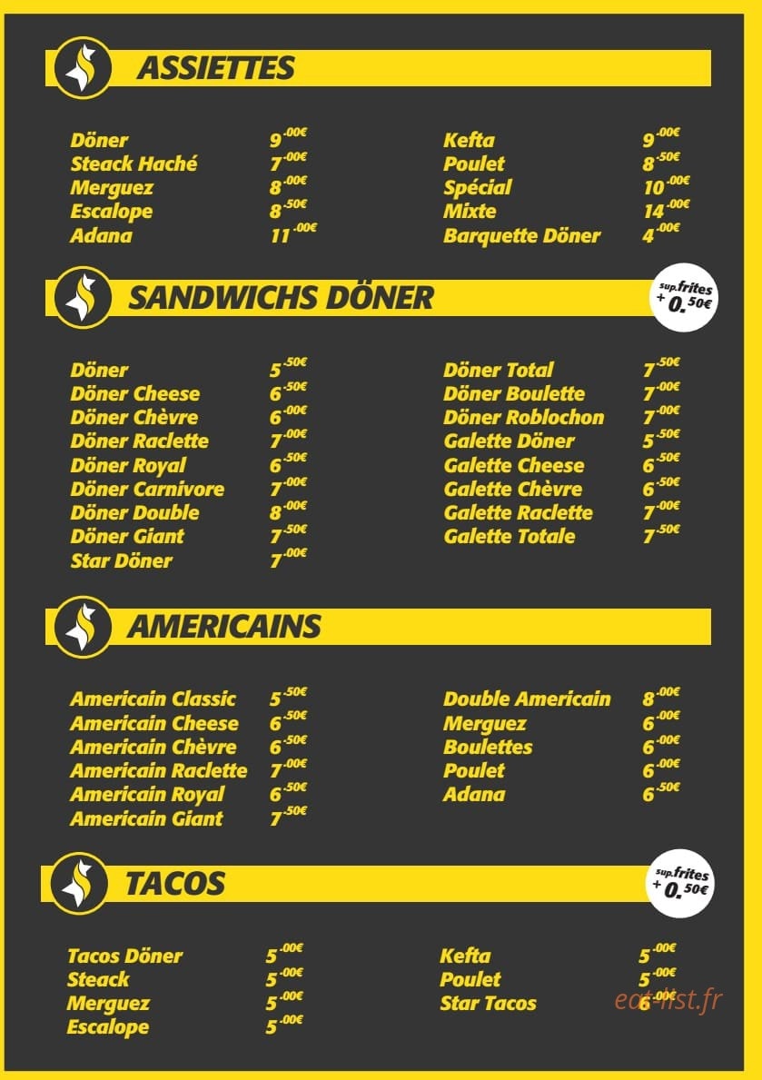 Star Döner — carte page 2