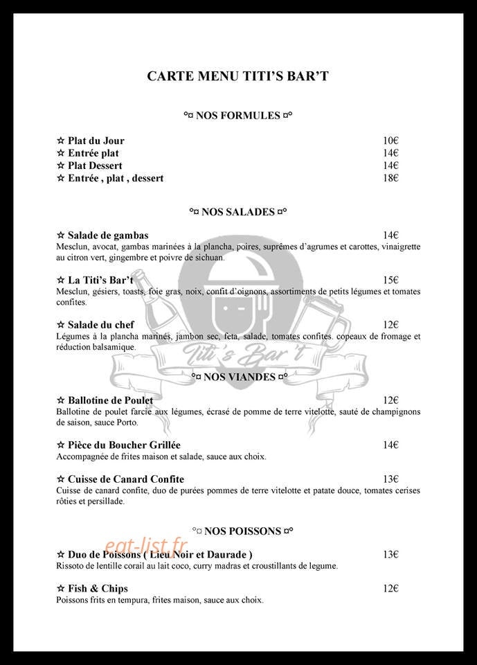 Titi's Bar — carte page 2