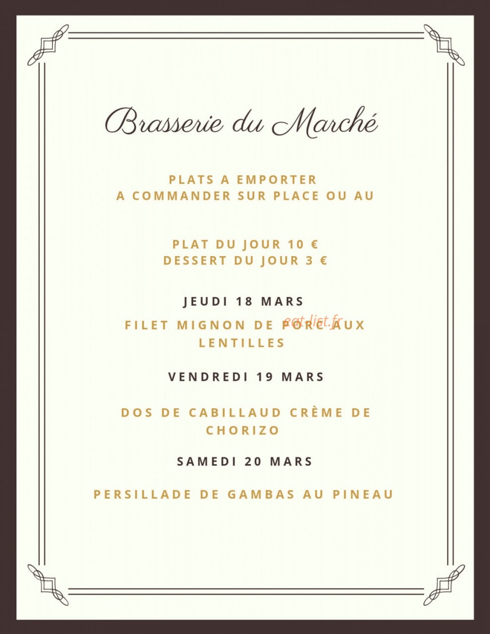 Brasserie du marché — carte page 1