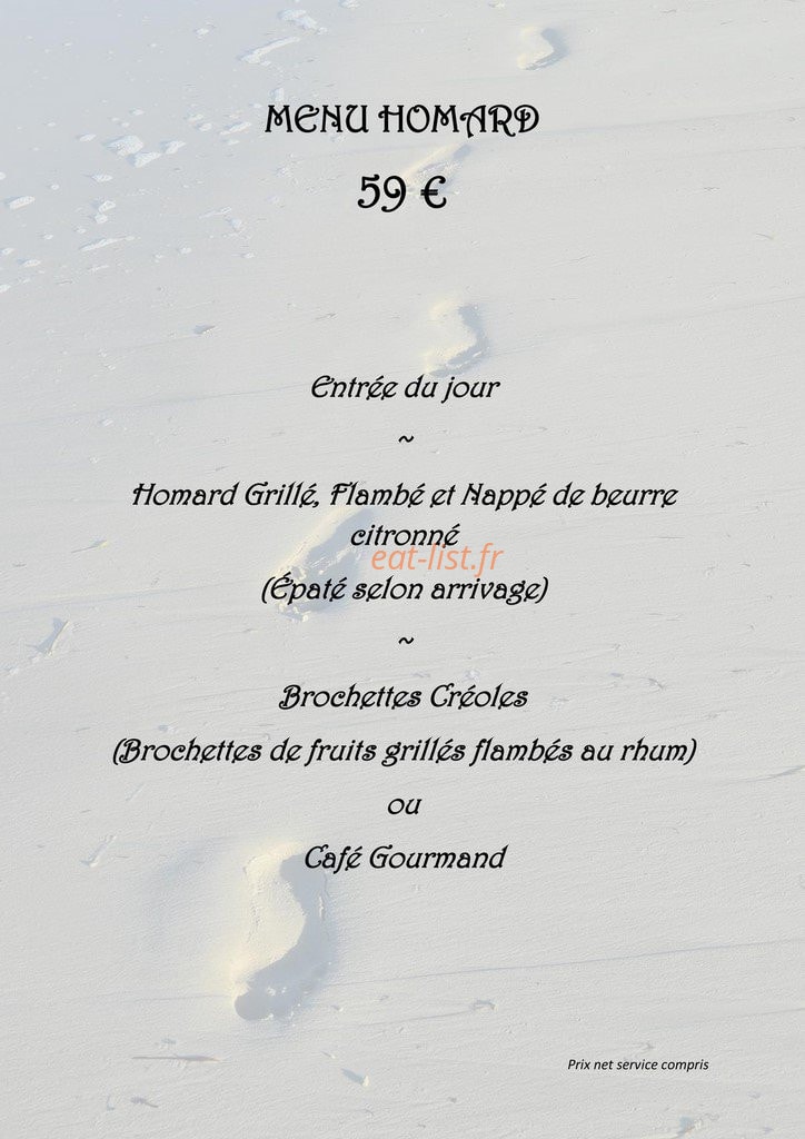 Carte et menu de La Cazuela à Saint Georges de Didonne — Menu homard