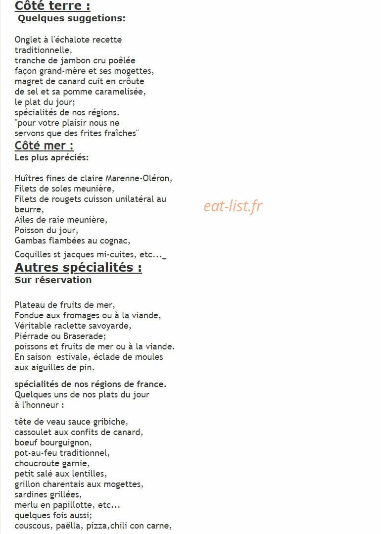 La Guinguette — carte page 1