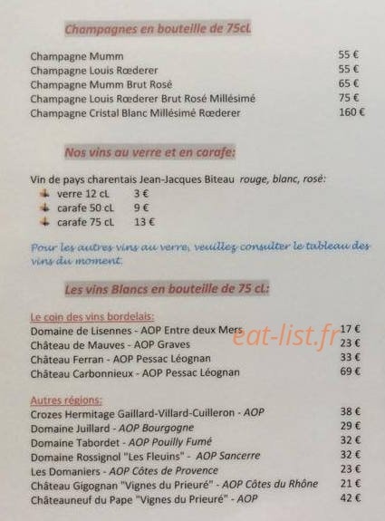 Le Café de la Plage — carte page 6
