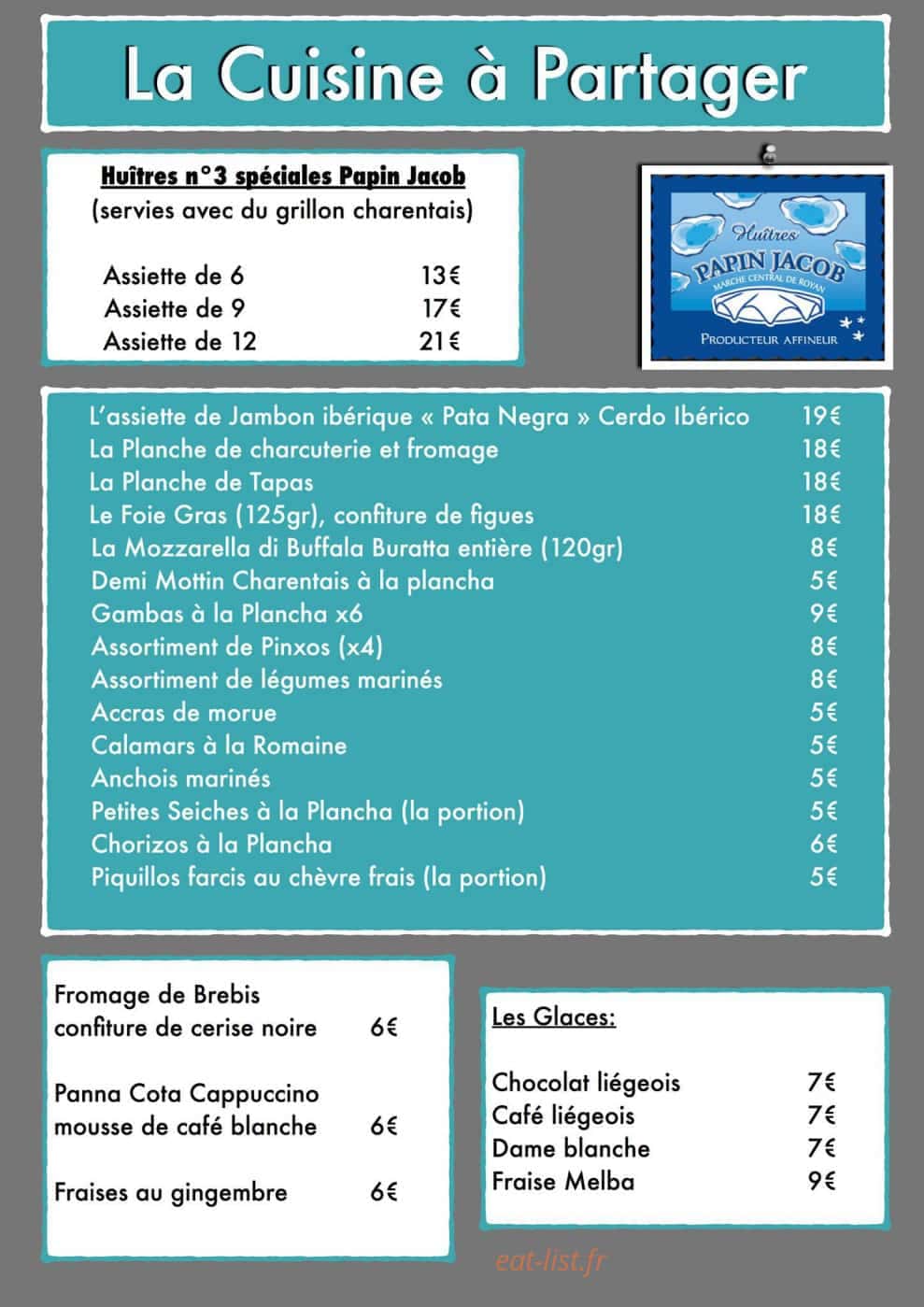 Le Café de la Plage — carte page 1