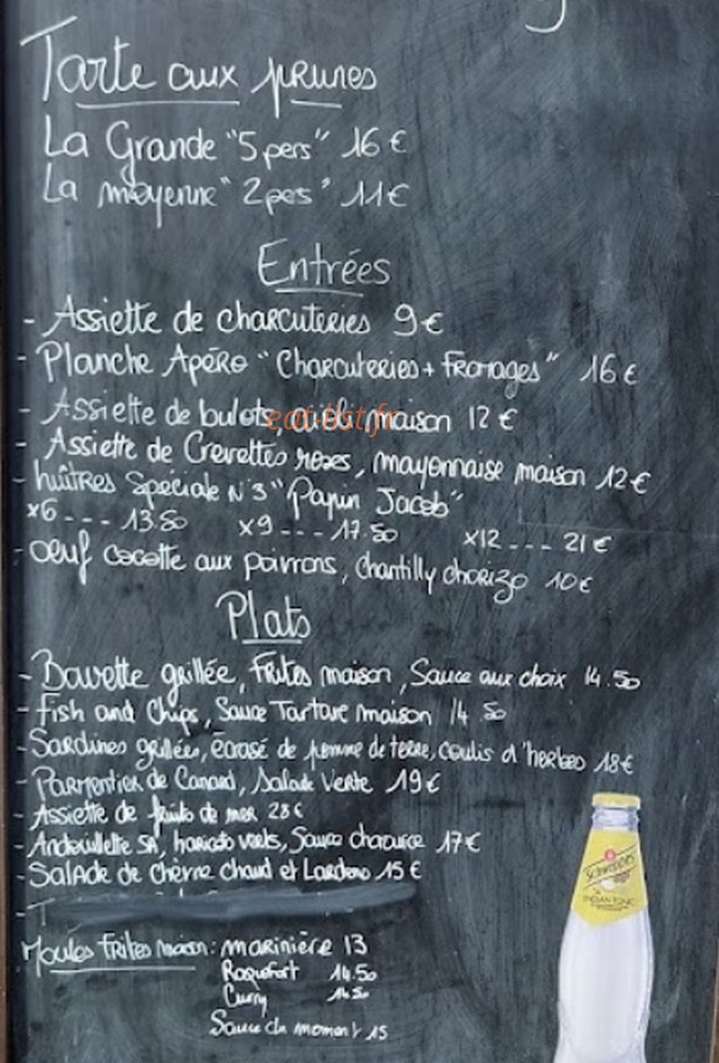 Carte et menu de Tarte aux Prunes à Saint Georges de Didonne — Les entrées, plats, ....