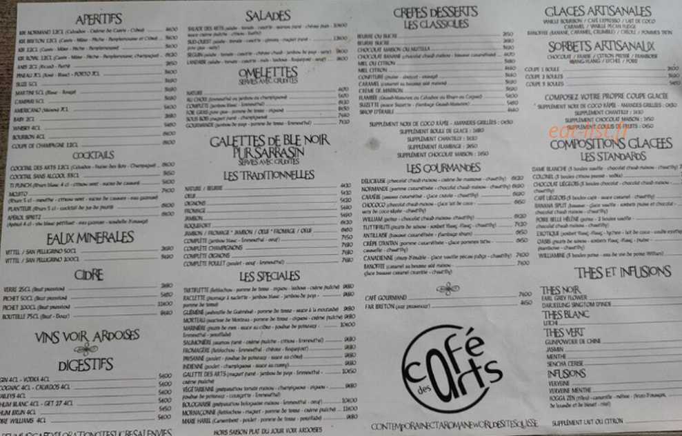 Café des Arts — carte page 1