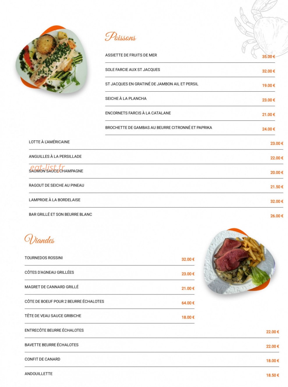 Auberge des Monards — carte page 1