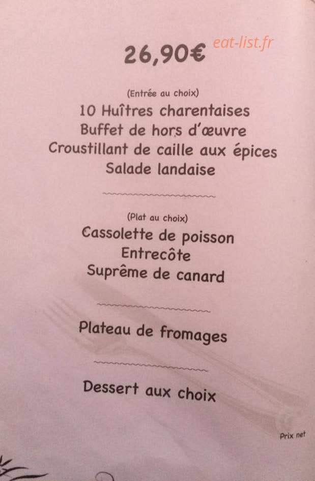 La Taverne Charentaise — carte page 2