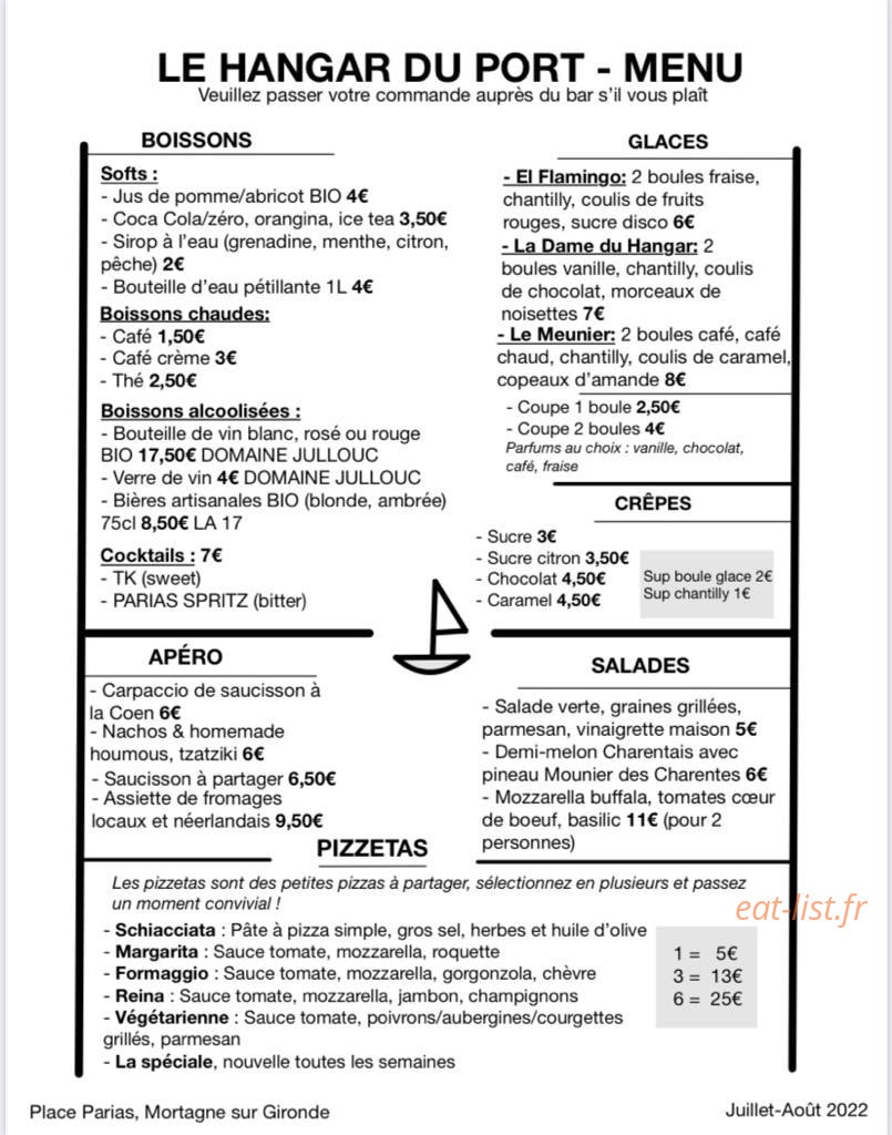 Le Hangar du Port — carte page 1