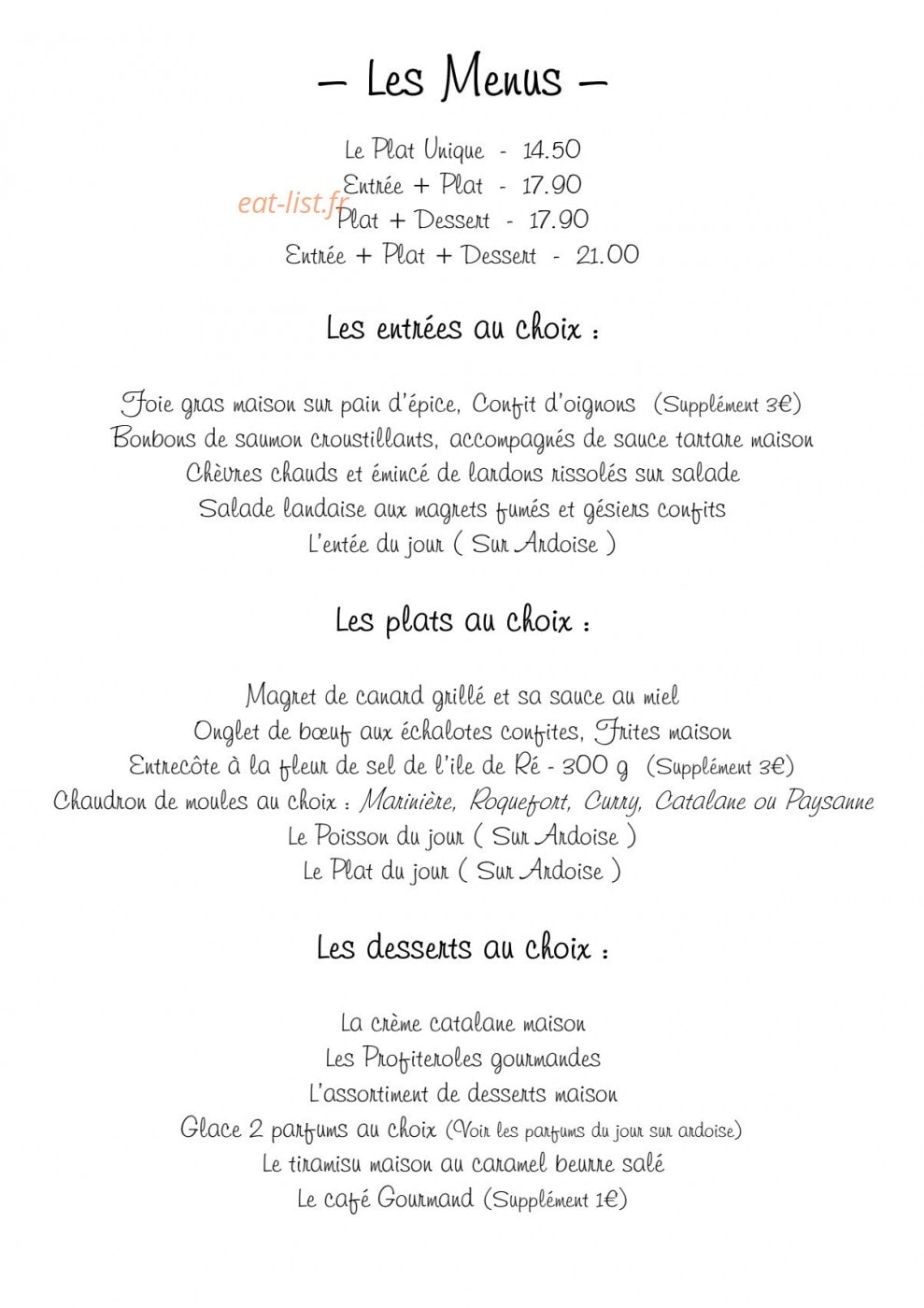 La Brise — carte page 1