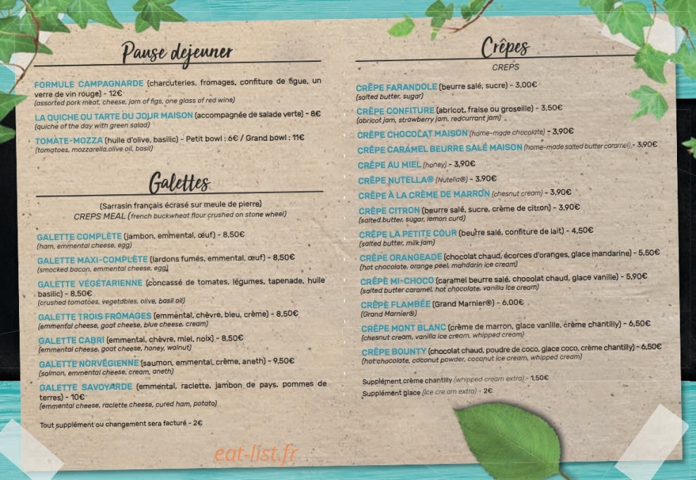La Petite Cour — carte page 1