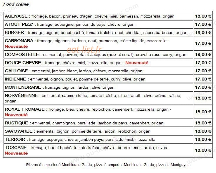 Atout Pizz' — carte page 4