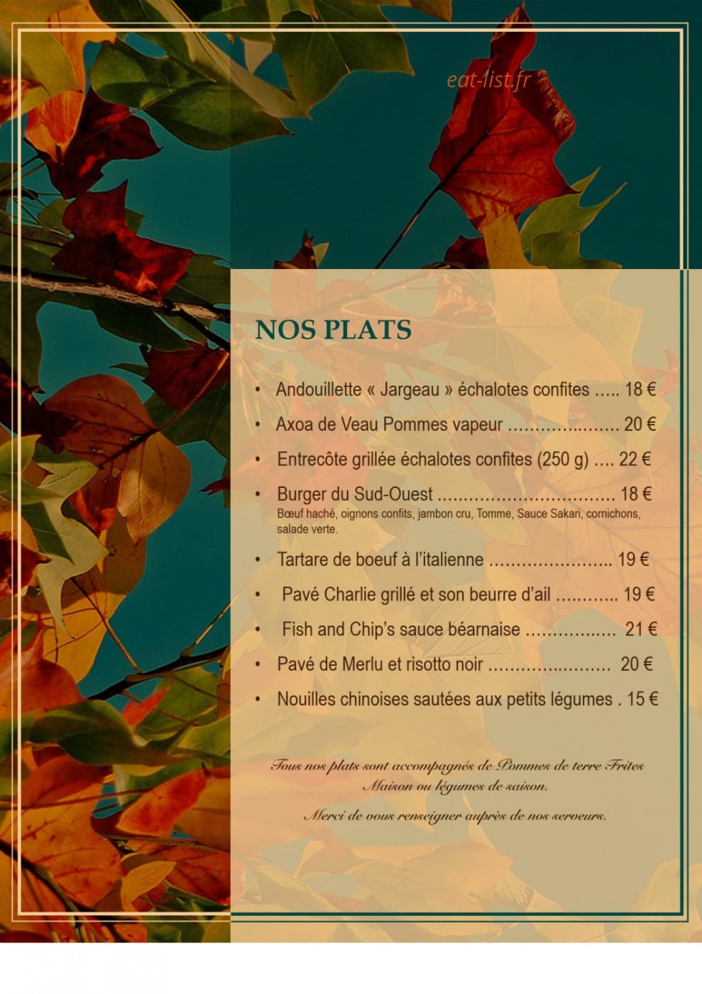 Charlie's Café — carte page 3