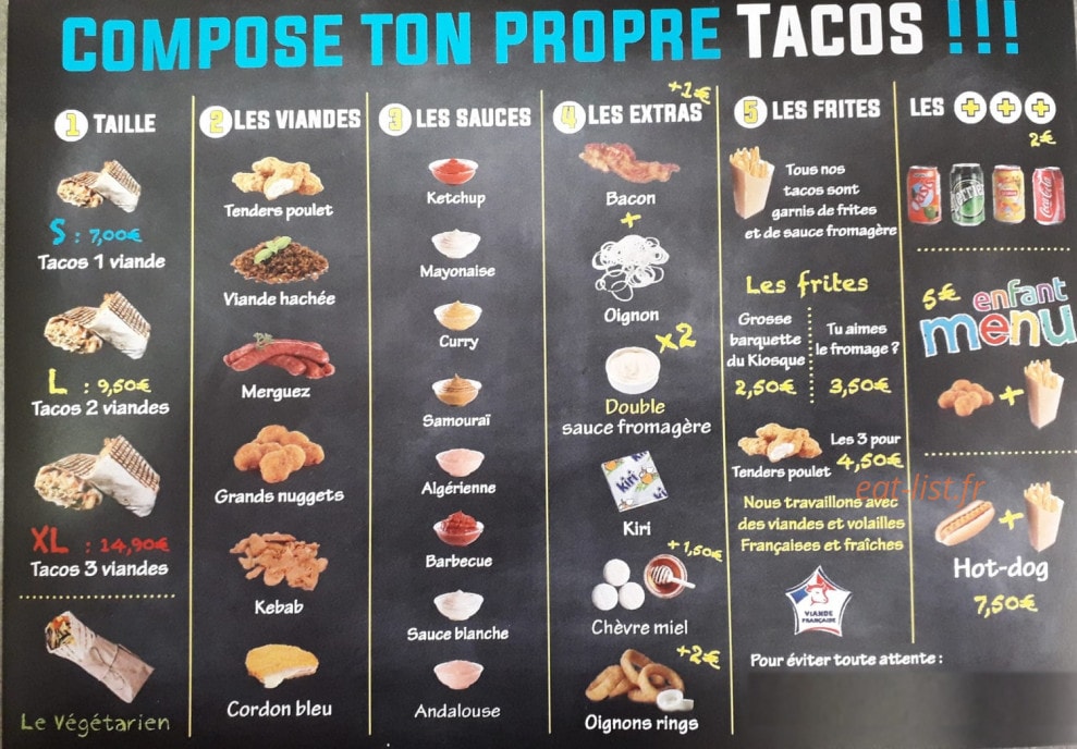 Le kiosque à tacos — carte page 1