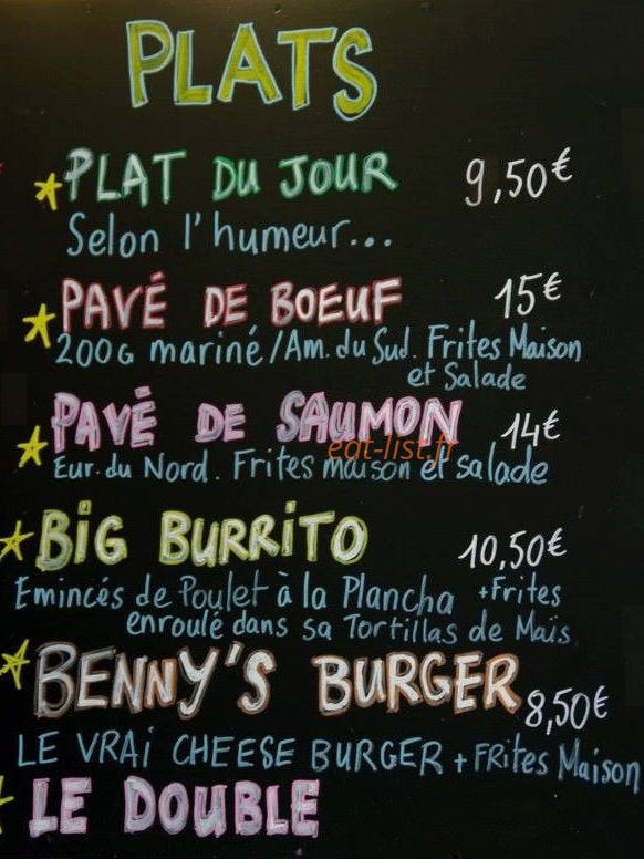 Benny’s — carte page 1