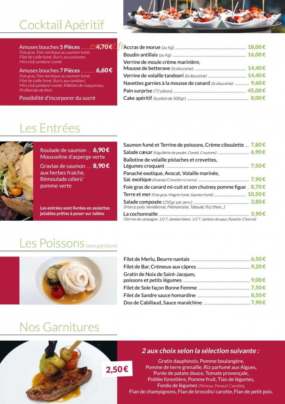 Carte et menu de La Forêt à Meschers sur Gironde — Cocktails apéritifs, entrées, poissons,...