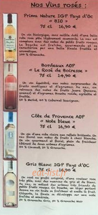 La Terrasse aux Arômes — carte page 11