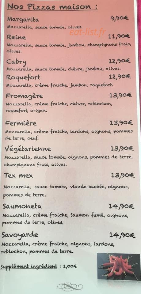 La Terrasse aux Arômes — carte page 1
