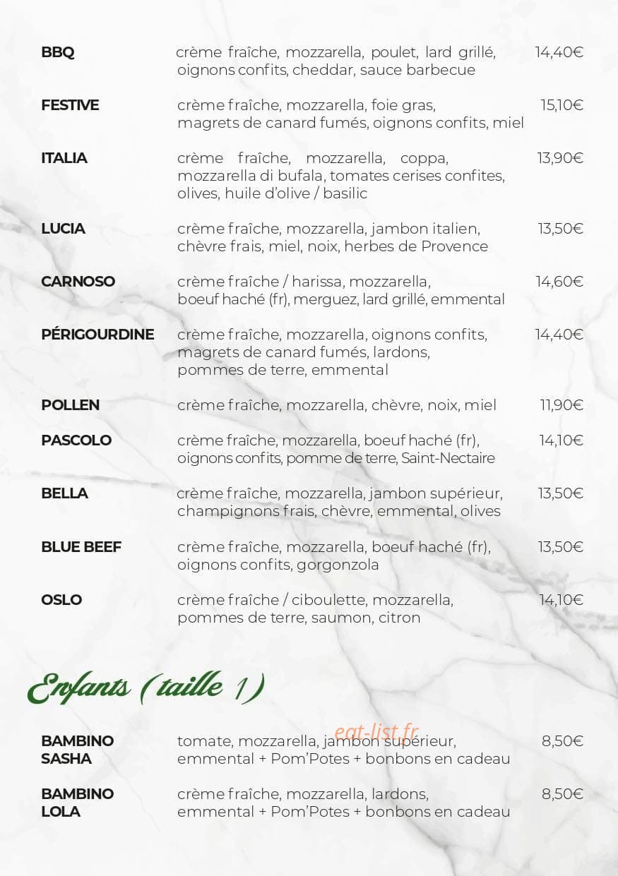 Vincenzo Pizza — carte page 3